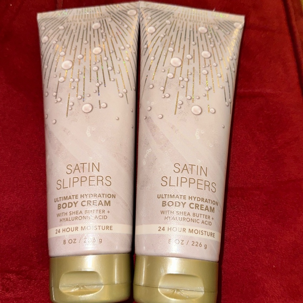 BBW 2pc Body Cream Satin Slippers